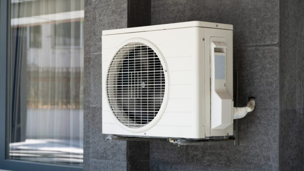 Air conditioner and heat pump units outside a building