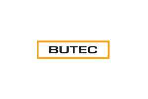 BUTEC logo in black with an orange border