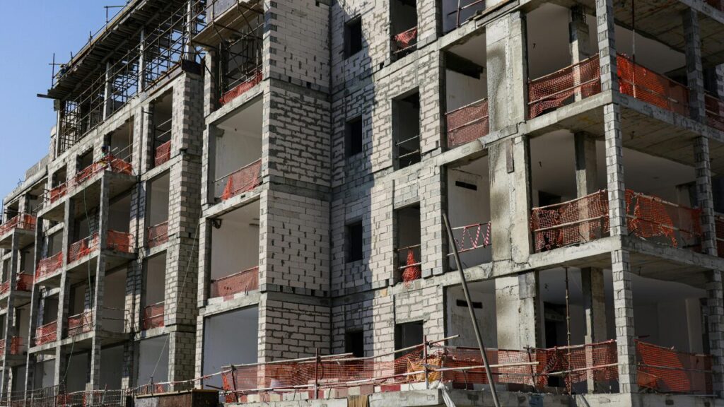 Modern apartment complex under construction