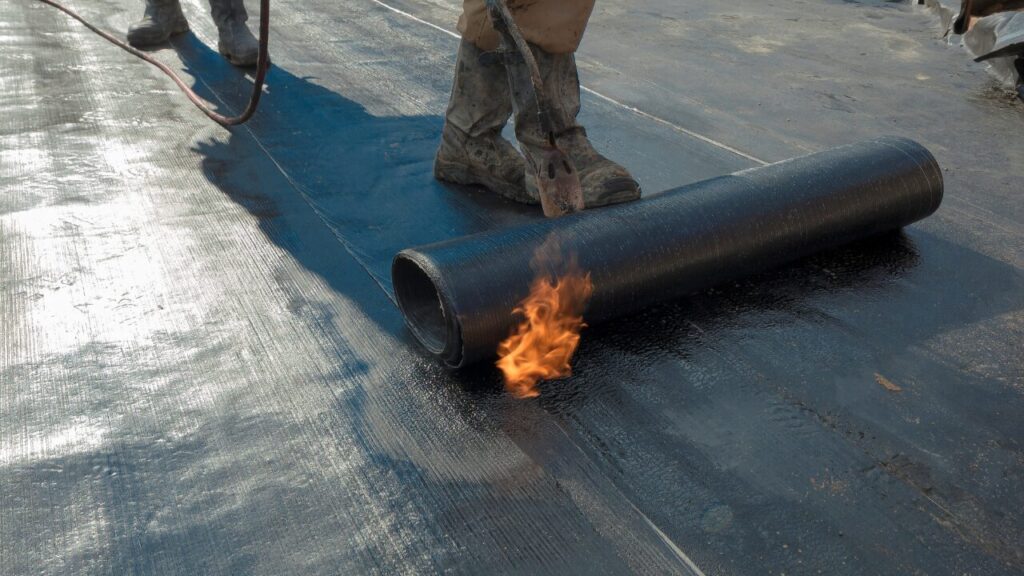 Waterproofing applied to a building foundation