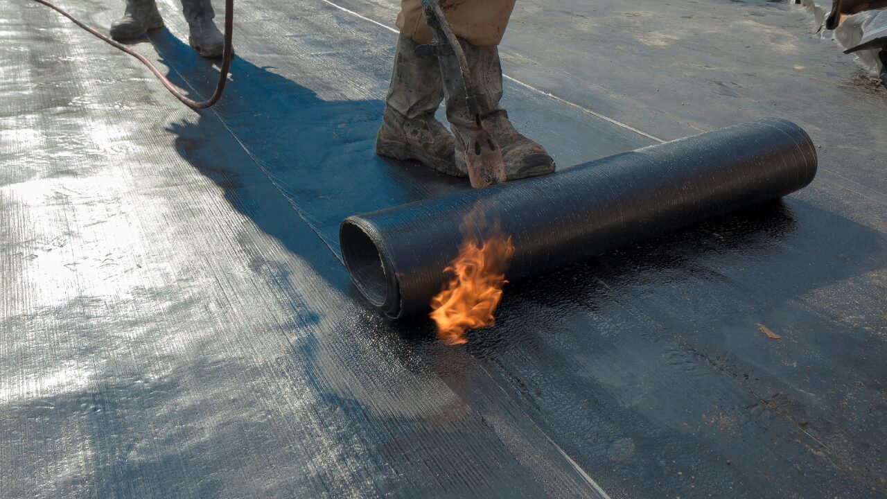 Waterproofing applied to a building foundation